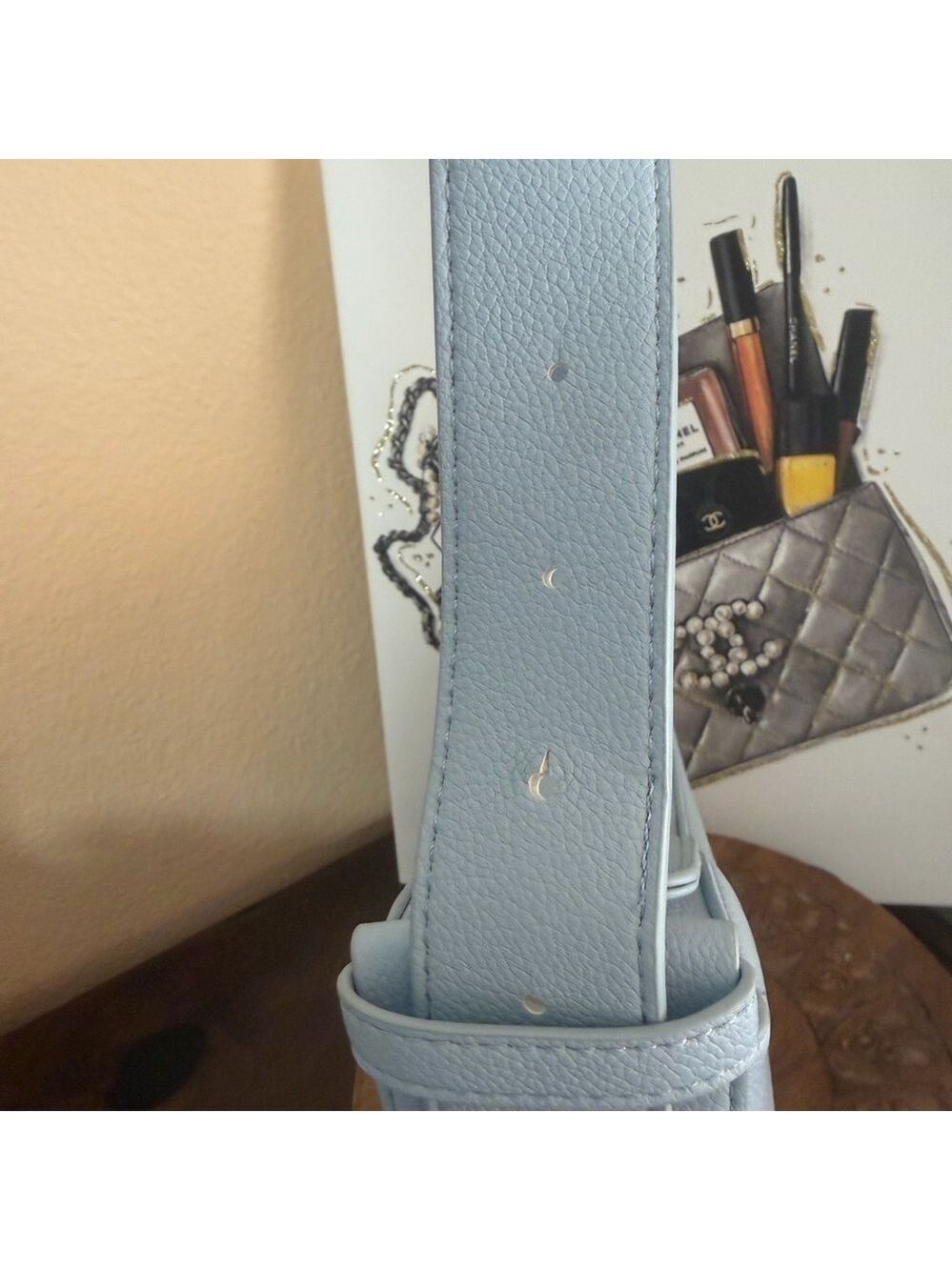 BCBG Faux Leather Shoulder Bag Sky Blue - Picture 5 of 7